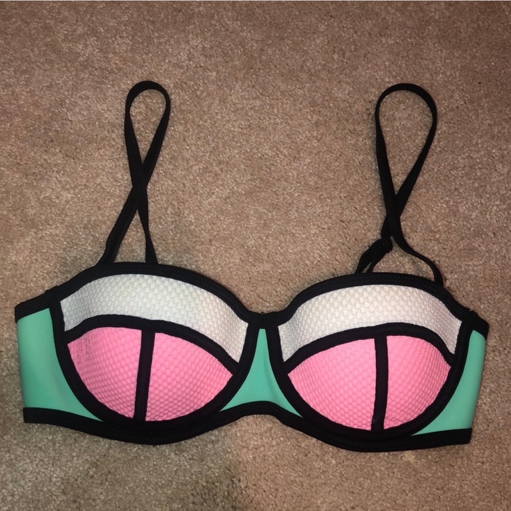 triangl block color neoprene bikini top